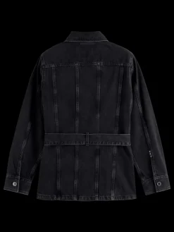 WORKED OUT BLACK CARGO DENIM JACKET  WITH BELT-Scotch & Soda Discount