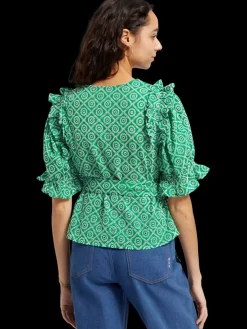 WRAP TOP WITH BRODERIE ANGLAISE-Scotch & Soda Sale