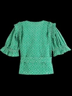 WRAP TOP WITH BRODERIE ANGLAISE-Scotch & Soda Sale