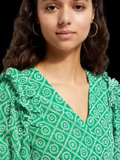 WRAP TOP WITH BRODERIE ANGLAISE-Scotch & Soda Sale